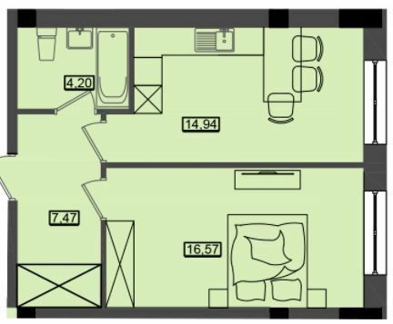 1-кімнатна 43.18 м² в ЖК Дім біля моря Premier від 18 400 грн/м², м. Южне