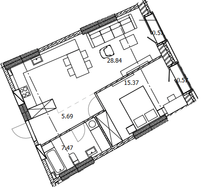 1-кімнатна 58.51 м² в ЖК BEREG Residence від 38 650 грн/м², Київ