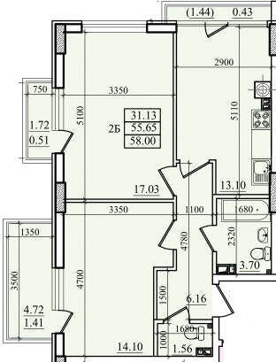 2-комнатная 58 м² в ЖК Парус от 18 400 грн/м², г. Южное