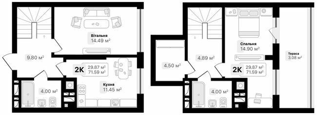 Двухуровневая 71.59 м² в ЖК AUROOM SUNRISE от 19 850 грн/м², Львов