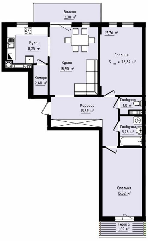 2-кімнатна 76.87 м² в ЖК Globus Premium від 53 900 грн/м², Львів