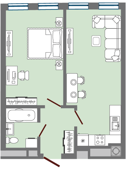 1-кімнатна 44.56 м² в ЖК Greenville Park Lviv від 29 150 грн/м², Львів