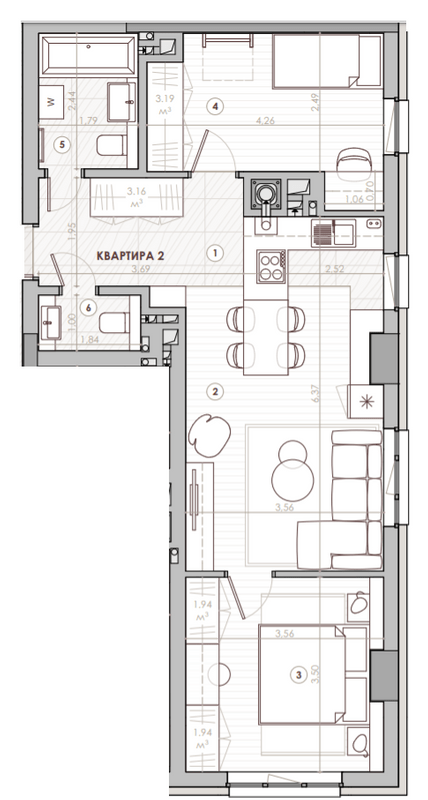 2-комнатная 58.29 м² в ЖК Hygge от 26 000 грн/м², Львов