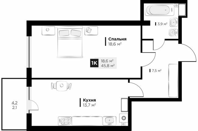 1-кімнатна 45.8 м² в ЖК OBRIY3 від 24 600 грн/м², Львів