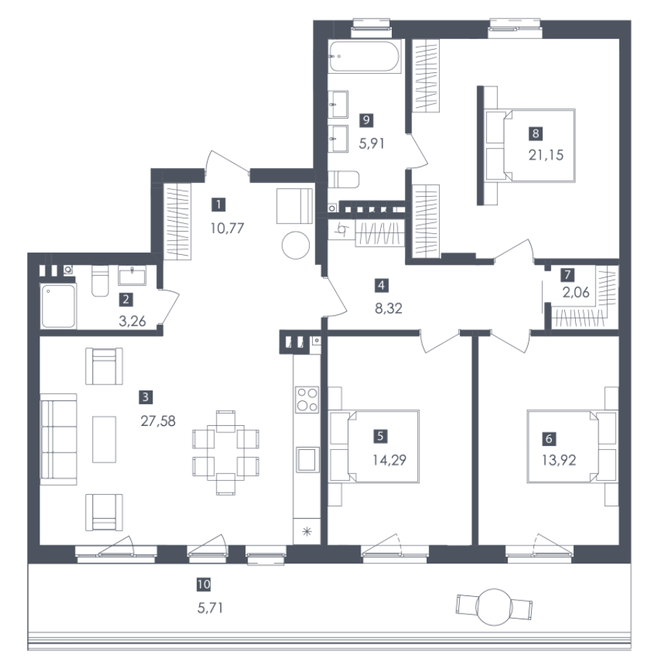 3-кімнатна 112.96 м² в ЖК Малоголосківські пагорби від 24 550 грн/м², Львів