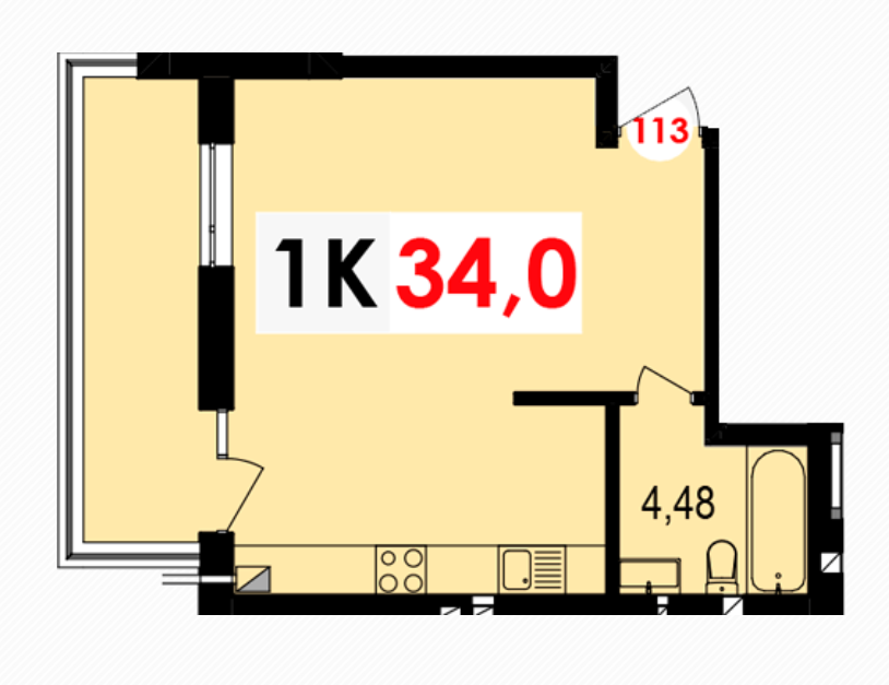 1-кімнатна 34 м² в ЖК Долішній від 13 400 грн/м², Івано-Франківськ
