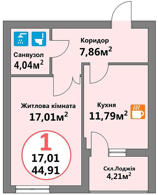 1-комнатная 44.91 м² в ЖК Эко-дом на Козельницкой от 43 500 грн/м², Львов