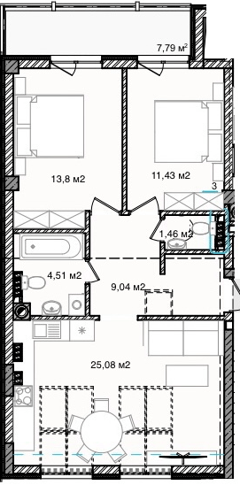 2-комнатная 73.11 м² в ЖК На Кондукторской от 35 000 грн/м², Львов