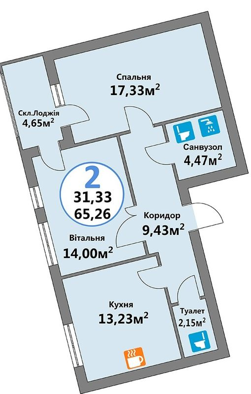 2-комнатная 65.26 м² в ЖК Эко-дом на Козельницкой от 42 500 грн/м², Львов