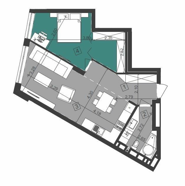 1-кімнатна 56.66 м² в ЖК Парус City від 27 700 грн/м², Львів