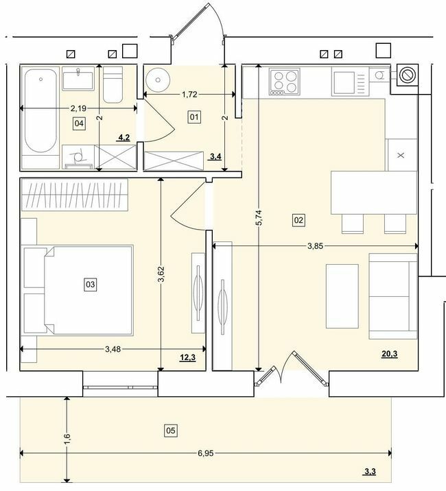 1-кімнатна 43.54 м² в ЖК Етно Дім від 17 900 грн/м², с. Горішній