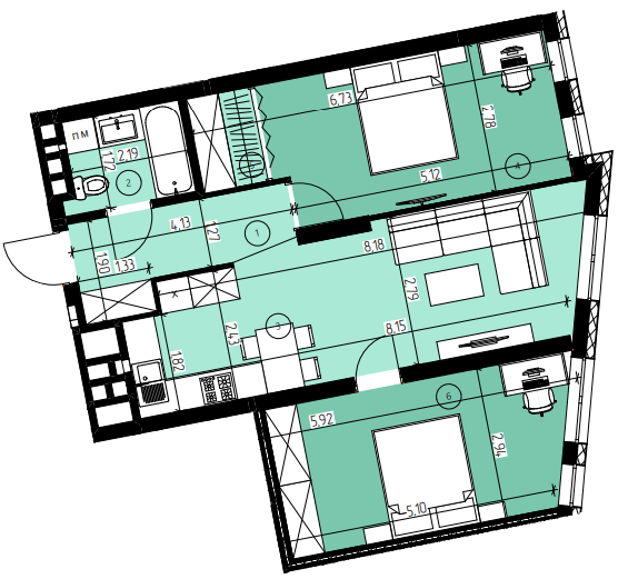 2-комнатная 63.98 м² в ЖК Green Park от 22 000 грн/м², г. Винники