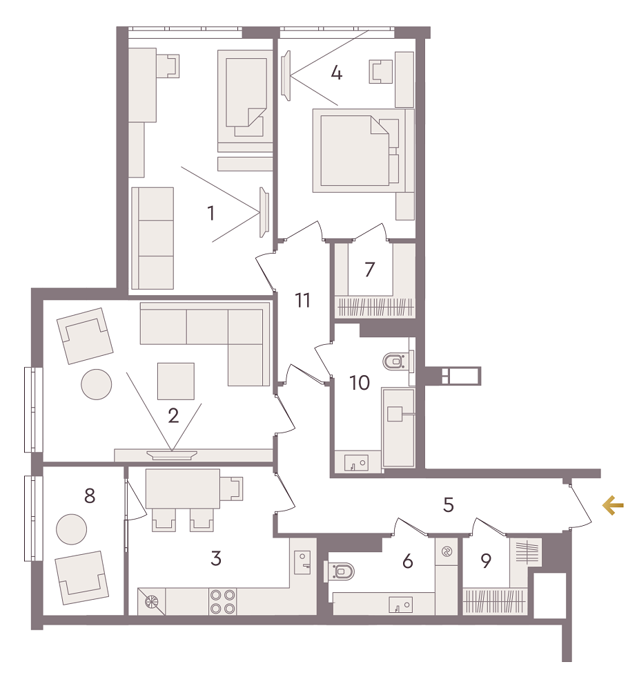 3-комнатная 93.99 м² в ЖК Senat от 34 840 грн/м², Киев