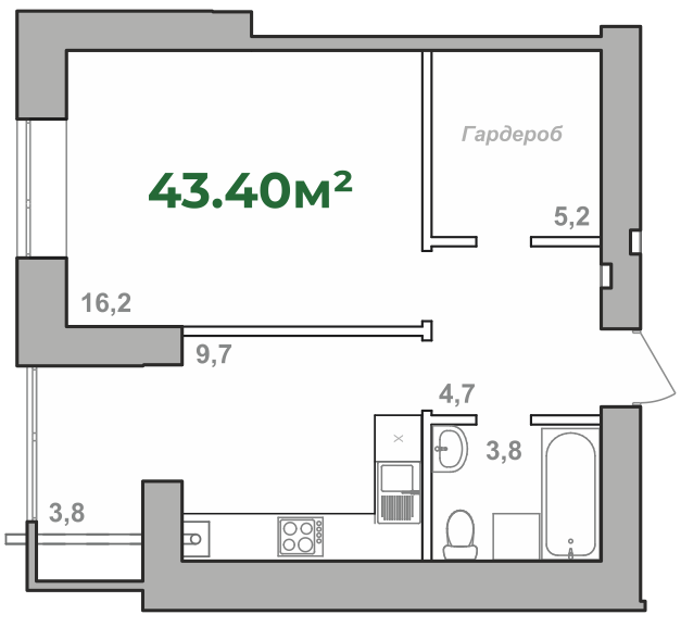 1-комнатная 43.4 м² в ЖК Городок Липки от 16 000 грн/м², Ивано-Франковск