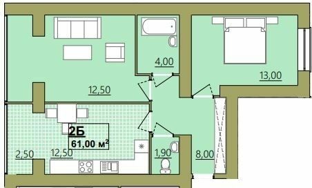 2-комнатная 61 м² в ЖК Городок Центральный от 11 000 грн/м², Ивано-Франковск