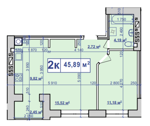 2-комнатная 45.89 м² в ЖК Парковий маєток от 11 000 грн/м², Ивано-Франковск