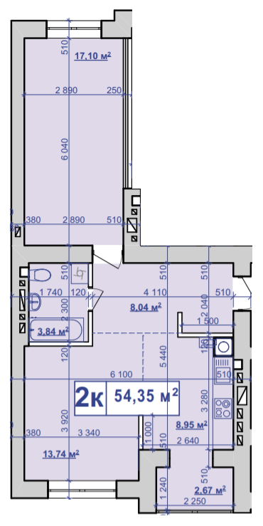 2-комнатная 54.35 м² в ЖК Парковий маєток от 11 500 грн/м², Ивано-Франковск