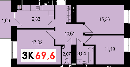 3-комнатная 69.6 м² в ЖК Стожары от 12 500 грн/м², Ивано-Франковск