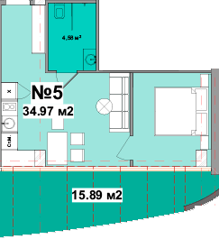 1-комнатная 34.97 м² в Апарт-комплекс Resort Medical Park от 84 350 грн/м², с. Поляница