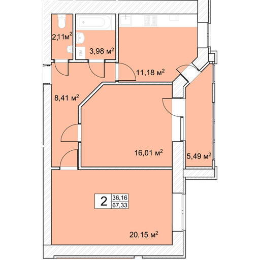 2-кімнатна 67.33 м² в ЖК Прага від 14 000 грн/м², м. Старокостянтинів