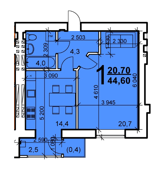 1-кімнатна 44.6 м² в ЖК Living Park "Нова Будова-2" від 22 100 грн/м², с. Мукша Китайгородська