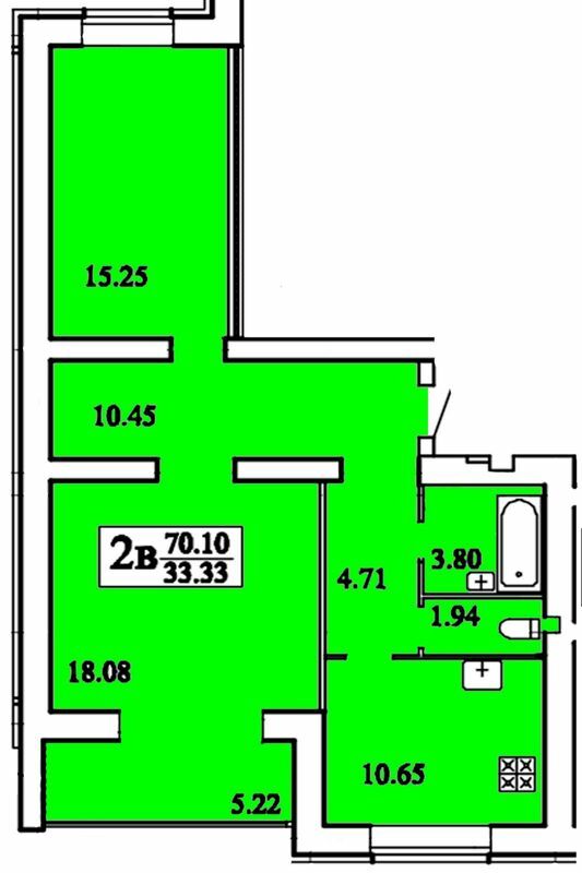 2-кімнатна 70.1 м² в ЖК Дім від 14 500 грн/м², Хмельницький