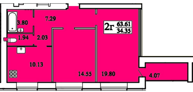 2-комнатная 63.61 м² в ЖК Дом от 13 000 грн/м², Хмельницкий