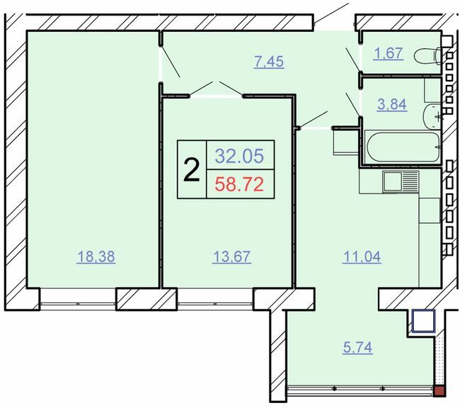 2-кімнатна 58.72 м² в ЖБК Щасливий від 16 200 грн/м², Хмельницький