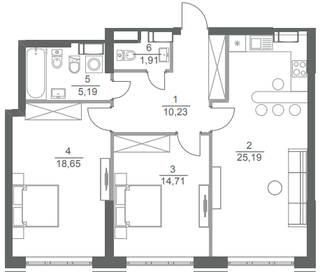 2-кімнатна 75.9 м² в ЖК Greenville Park від 49 550 грн/м², Київ