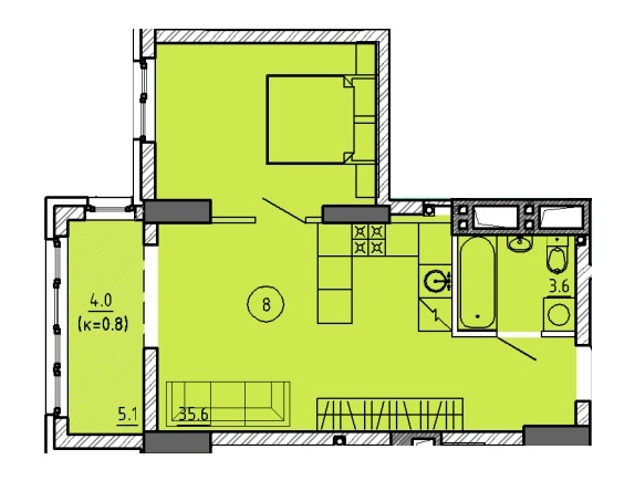 1-кімнатна 43.2 м² в ЖК Городок від 23 550 грн/м², Дніпро