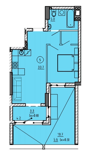 1-кімнатна 47.6 м² в ЖК Городок від 22 350 грн/м², Дніпро