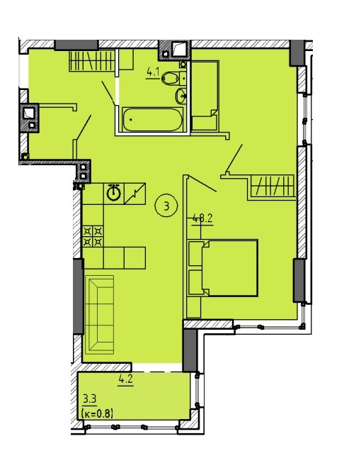 2-кімнатна 55.6 м² в ЖК Городок від 23 550 грн/м², Дніпро