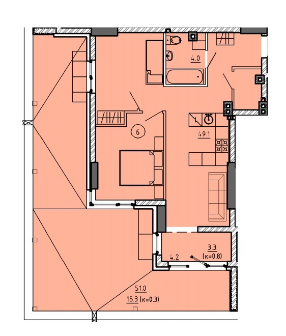 2-кімнатна 71.7 м² в ЖК Городок від 22 350 грн/м², Дніпро