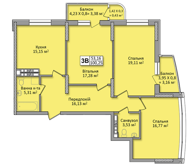 3-кімнатна 100.25 м² в ЖК по вул. Ю. Кондратюка від 27 000 грн/м², Київ