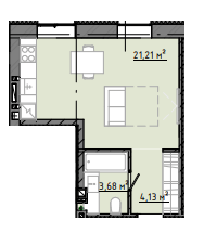 Студия 28.69 м² в ЖК Osnova от 19 050 грн/м², Запорожье