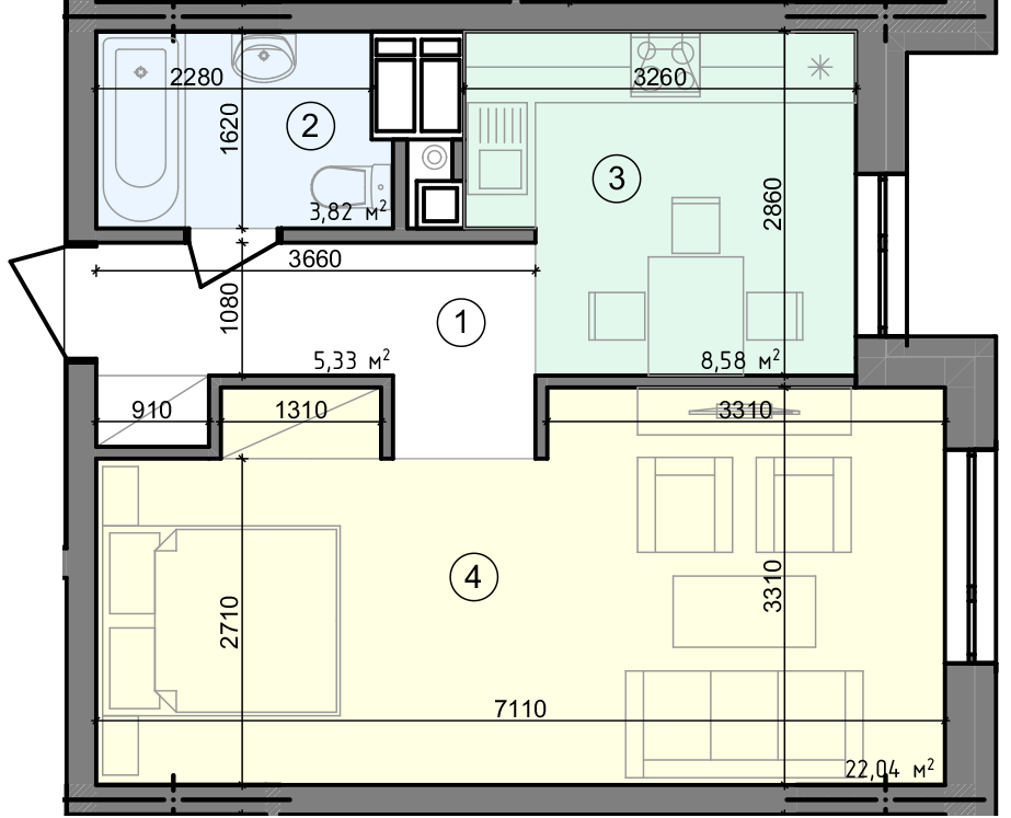 1-комнатная 39.71 м² в ЖК Голосеевская Долина от 27 000 грн/м², Киев