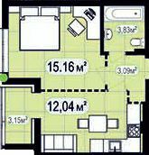 1-кімнатна 37.27 м² в ЖК 7'я від 28 000 грн/м², с. Щасливе
