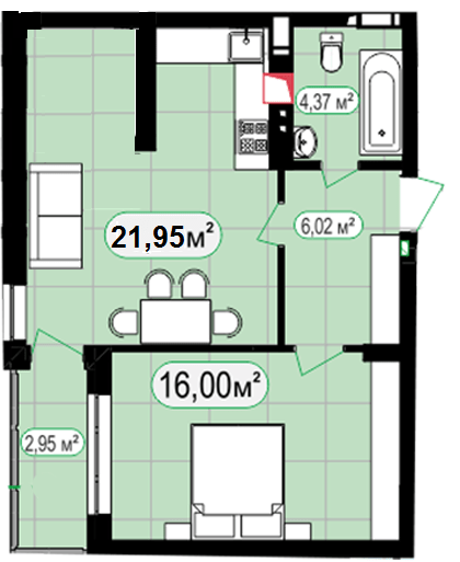 1-кімнатна 53.21 м² в ЖК 7'я від 28 000 грн/м², с. Щасливе