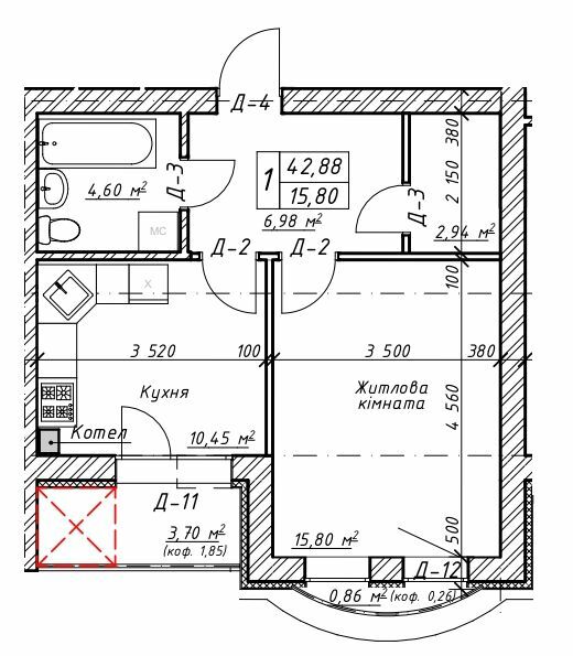 1-комнатная 42.88 м² в ЖК Гранд Парк от 19 000 грн/м², г. Бровары