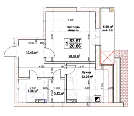 1-комнатная 53.57 м² в ЖК Гранд Парк от 21 000 грн/м², г. Бровары