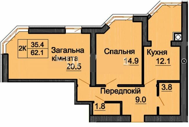 2-комнатная 62.1 м² в ЖК Sofia Nova от 25 000 грн/м², с. Новоселки