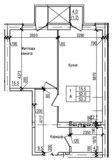 1-комнатная 53.2 м² в ЖК Петровский городок от 18 750 грн/м², с. Святопетровское