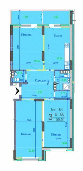 3-кімнатна 107.4 м² в ЖК River House від забудовника, м. Українка