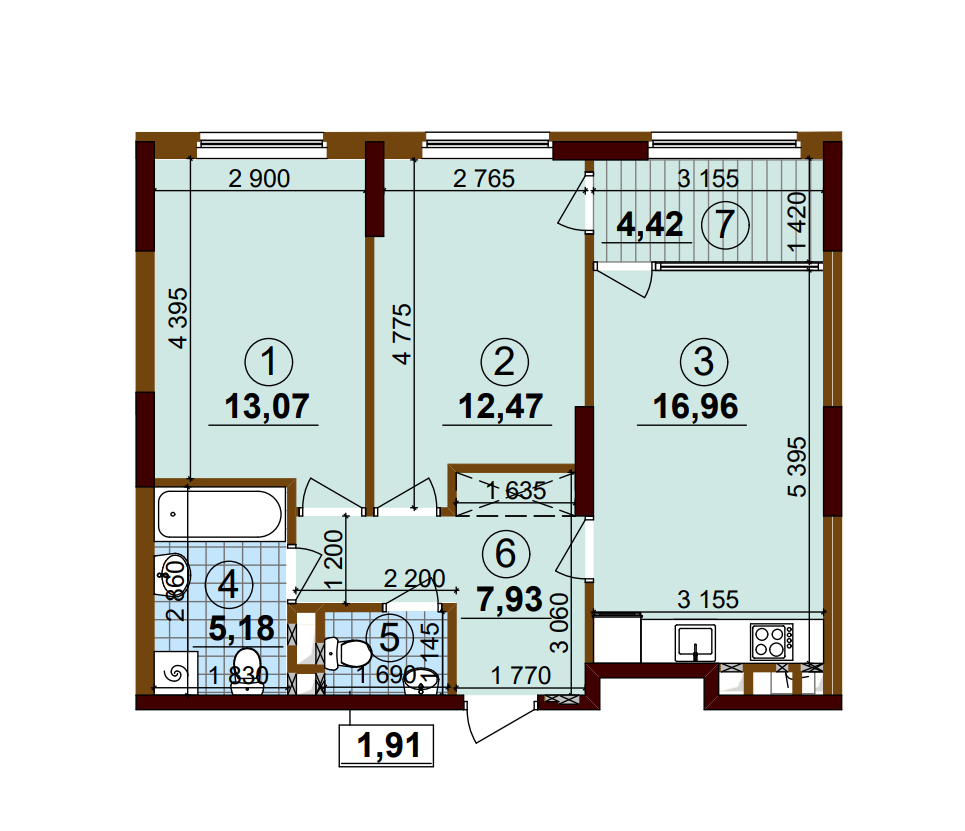 2-комнатная 62 м² в ЖК Варшавский Плюс от 28 250 грн/м², Киев