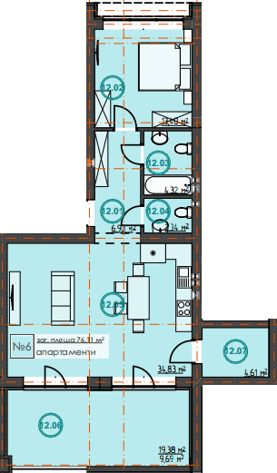 1-кімнатна 76.11 м² в ЖК Hygge Home від 21 000 грн/м², м. Ірпінь