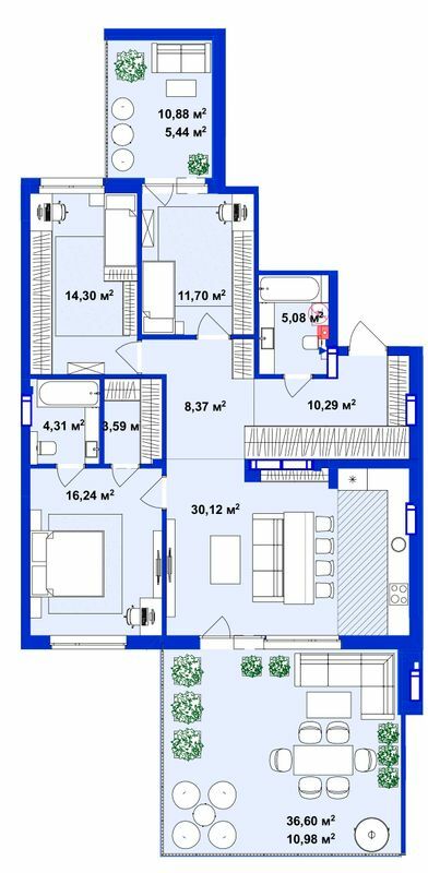 3-комнатная 120.42 м² в ЖК Utlandia-2 от 22 950 грн/м², г. Ирпень