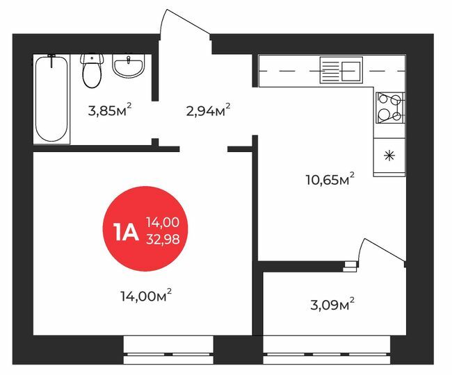 1-комнатная 32.98 м² в ЖК Молодость от 23 800 грн/м², г. Ирпень