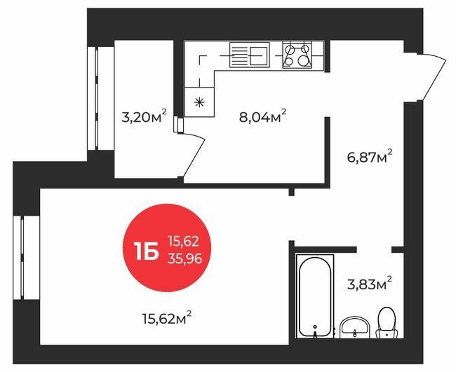 1-кімнатна 35.96 м² в ЖК Молодість від 23 800 грн/м², м. Ірпінь