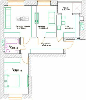 3-кімнатна 70 м² в ЖК Фортуна-2 від 24 500 грн/м², м. Ірпінь