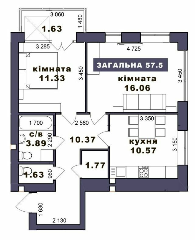 2-кімнатна 57.5 м² в ЖК Family Comfort від 19 550 грн/м², м. Ірпінь